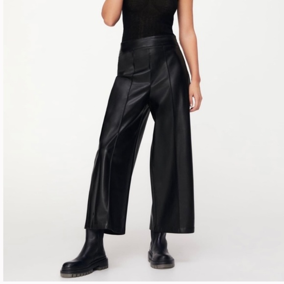 Zara Black Faux Leather Culottes Size Small - Picture 1 of 6